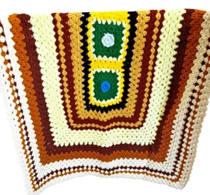 Handmaid Vintage Afghan Throw 36X54" Acrylic Granny Square Retro Farmhouse - Picture 1 of 10