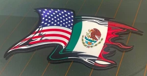 Mexico Flag/US Flag Sticker Decal Vinyl Mexican Bumper Truck Gloss Vinyl Flag - Picture 1 of 6