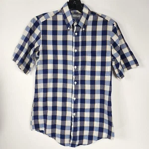 Camisa De Colección Triangle Shops The Bon Azul A Cuadros Manga Corta Botón Para Hombre S - Imagen 1 de 3