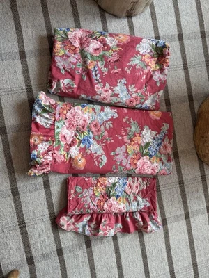 Винтажный Ralph Lauren Southhampton цветочный пляж дом красный король простыни комплект хлопок - Изображение 1 из 4