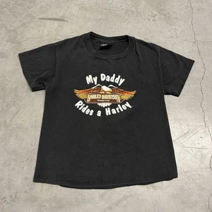 Vintage 80s Harley-Davidson My Daddy Rides Harley T-Shirt Youth Biker Tee 10-12 - Picture 1 of 10