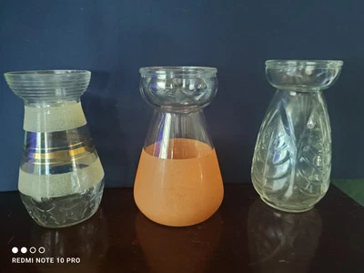 3  anciens vases à Jacinthes Bulbes Verre moulé  pressé  Vintage Motifs Art Déco - Photo 1/4