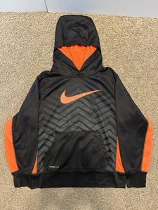 NIKE Youth Boys Medium Pullover Hoodie Therma-Fit Black Orange - Picture 1 of 7