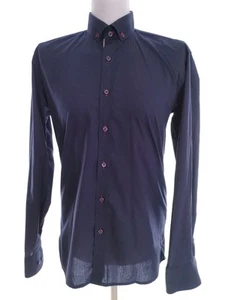 Selected Size 42 Navy Men's Dress Shirt Cotton Long Sleeve - Picture 1 of 5