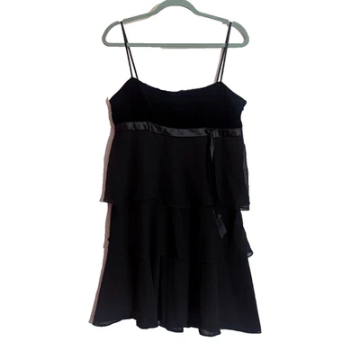 New Nine West Black Silk Velvet & Chiffon Mini Dress Size 14 C1 Whimsigoth Party - Image 1 of 4