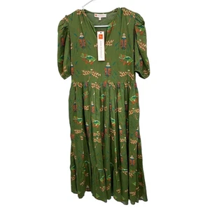NWT Jude Connally Dress Jordana Garden Friends Green Frogs Beetles Dragonfly XS - Picture 1 of 19