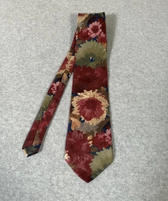 Corbata Pierre Balmain Para Hombre Extra Larga Roja Abstracta Floral Seda Italiana Foto 1 de 4