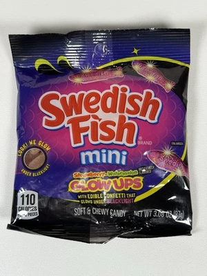 🍭SWEDISH FISH Mini Gummy Candy GLOW UPS Strawberry Watermelon -Comb.SHIP +$1/ea - Image 1 of 2