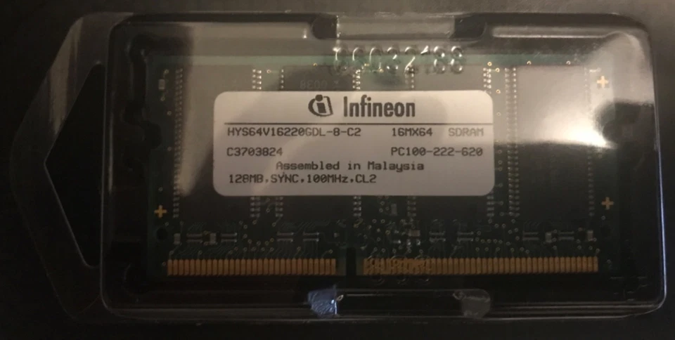 HYM71V16M655 AT6-P AA, PC100U-222-620, 128MB -SEALED. LAPTOP MEMORY - Image 1 of 1