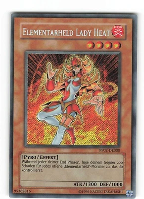 Yugioh ELEMENTAR-HELD LADY HEAT , pp02-de008 Secret Rare deutsch Near Mint  - Bild 1 von 2