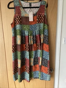 Unbranded Ladies Patchwork Boho Dress UK XL Peasant Summer Festival Lightweight - Picture 1 of 8