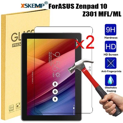 2Pcs For Asus Zenpad 10 Z301 MFL/ML Tablet Screen Protector Tempered Glass Cover - Image 1 of 4