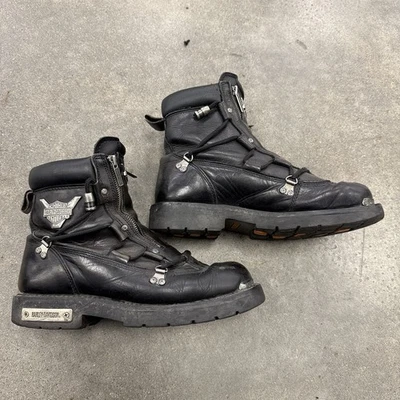 Harley-Davidson Boots Mens Size 10 Black Leather Motorcycle Biker 91680 Zipper - Image 1 of 4