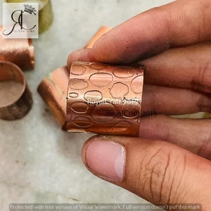 Cigar Copper Band, Pits Texture 15mm Wide Women Ring (BAND WIDE, SEE in SPECIFY) - Picture 1 of 4
