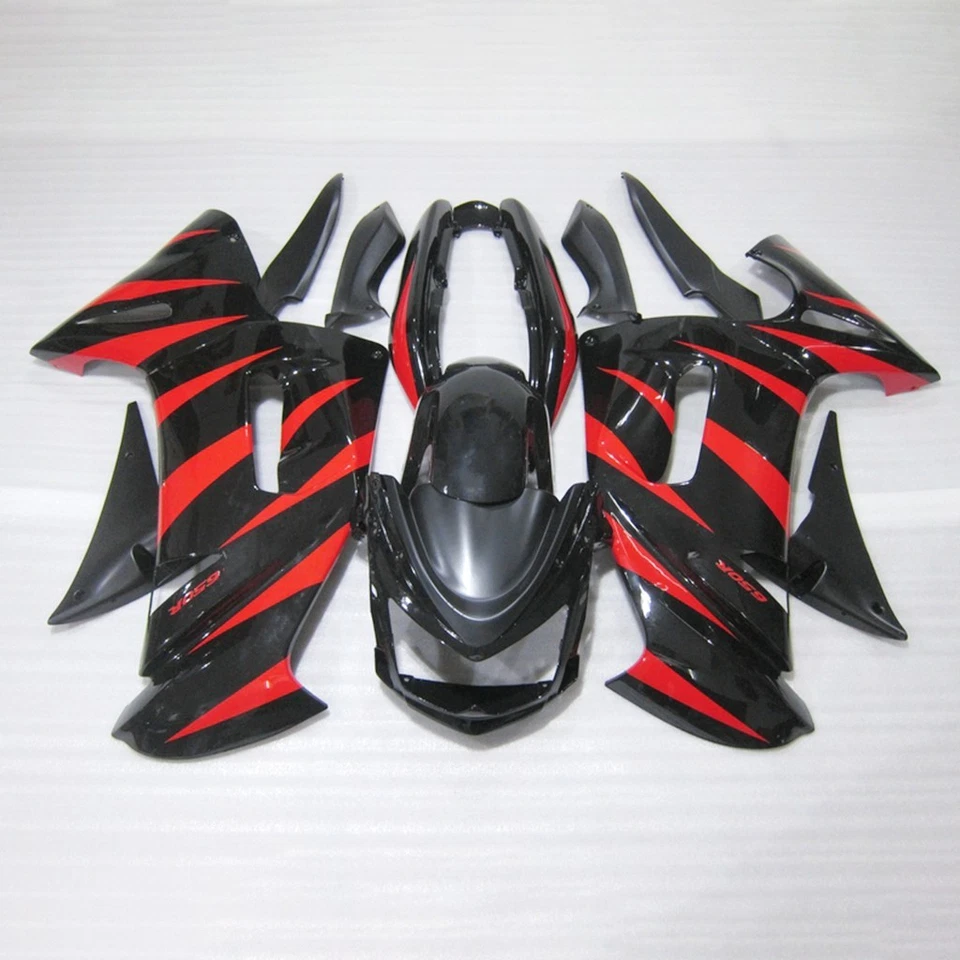 Juego de carenados de carrocería de plástico negro rojo para Kawasaki Ninja 650R 2006-2008 ER-6f Foto 1 de 4