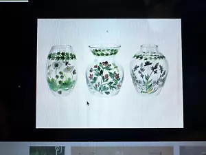 Portmeirion Botanic Garden Hand Painted Set of 3 Glass Mini Vases - Picture 1 of 2
