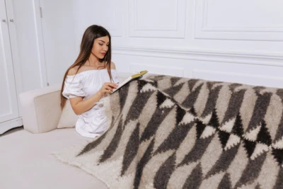 Wool Blanket 100% Natural Sheep Wool | Thick Warm Handmade Throw Bed Sofa - Image 1 of 4