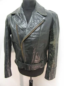 VINTAGE WW2 LEDER MOTORRAD JACKE GR. M, ACE PATINA, MODIFIZIERTER TRENCHCOAT - Bild 1 von 17
