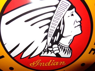 DE COLECCIÓN "MOTOCICLETA INDIA DESDE 1901" 11 3/4" PORCELANA METAL GASOLINA ACEITE LETRERO Foto 1 de 4