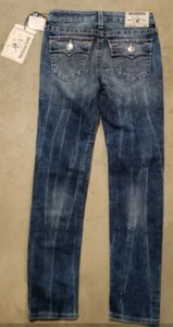 Neu mit Etikett True Religion Mädchenjeans, Größe 10, rosa Akzentnähte - Bild 1 von 5