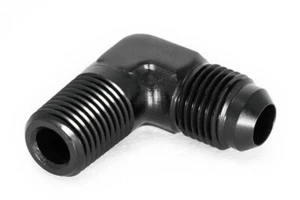 Gewindeadapter 1/4" NPT zu Dash 6 90° / -6 AN / JIC 6 Schwarz eloxiert 9/16 - 18 - Picture 1 of 3