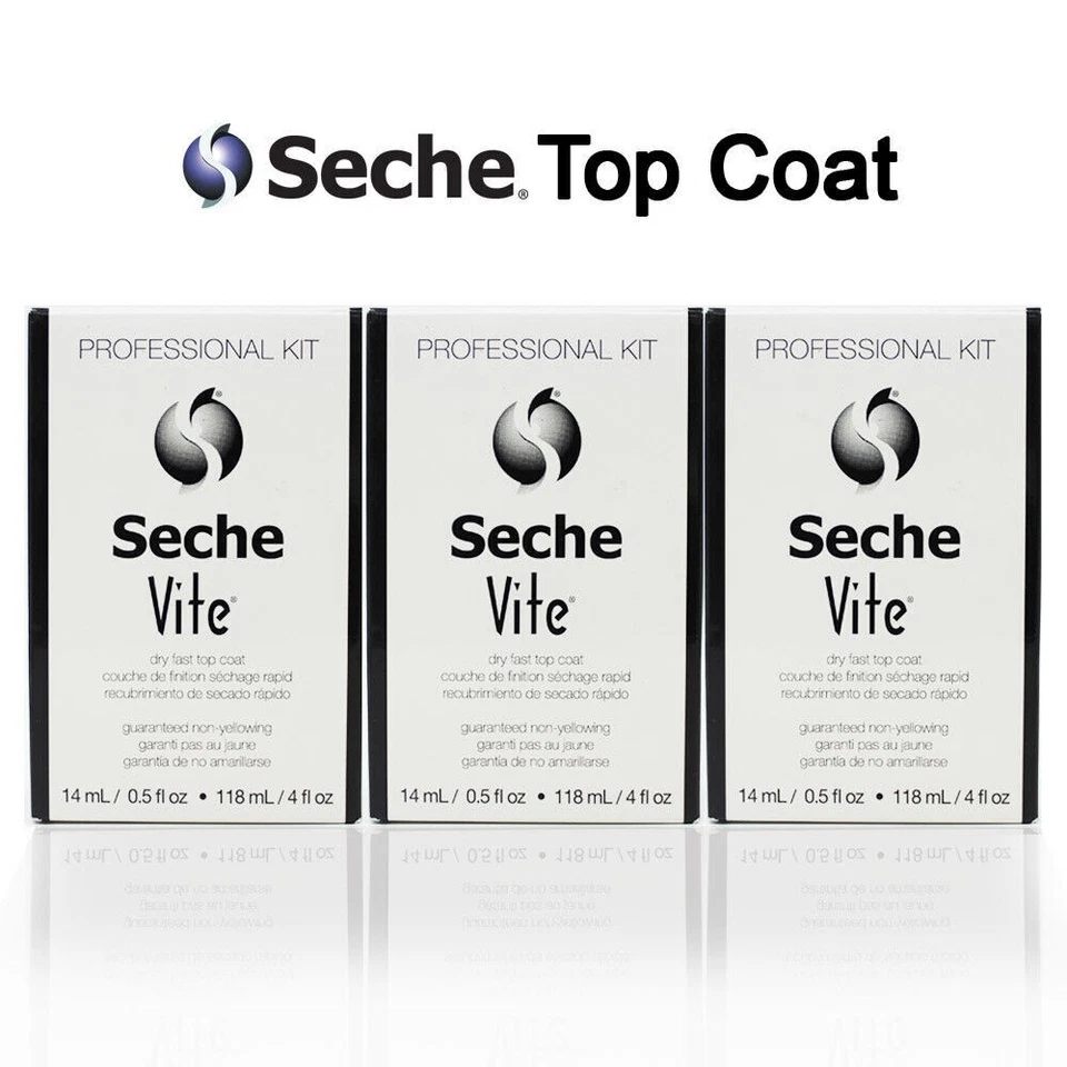 Профессиональный заправочный комплект Seche Vite Dry Fast Top Coat 4 унции (упаковка из 3) - Изображение 1 из 1