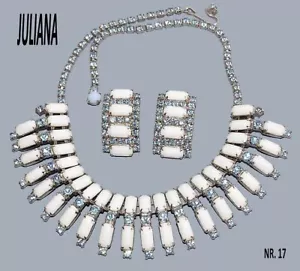 Juliana D&E, superba demi parure vgt, collier e orecchini silvertone con strass - Foto 1 di 4