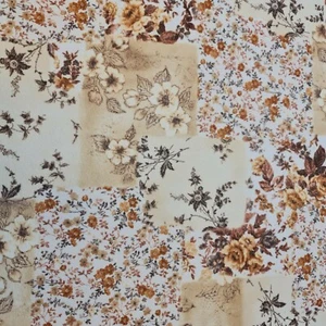 Beige Floral Mesh Net Fabric Stretch Dress Craft Drape Material 58" Meter - Picture 1 of 5