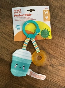 BRIGHT STARTS Perfect Pair 2-in-1 TEETHER Toy 3M+ Soft &Crinkle Textures - Picture 1 of 2