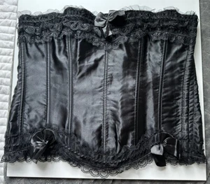 Black Bustier, Corset with Accents, Lace and Bows, Size 3XL - Picture 1 of 3