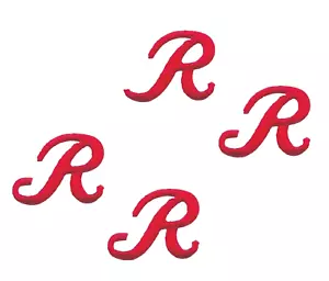 Script Red Letter R Patch Embroidered Cursive Cut out Iron on Sew on Lot of 4 - Picture 1 of 2