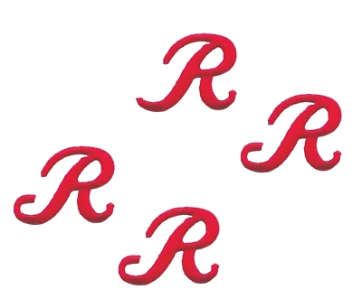Script Red Letter R Patch Embroidered Cursive Cut out Iron on Sew on Lot of 4 - Image 1 of 2