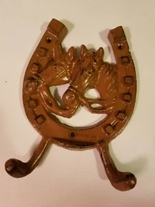 Ganchos rústicos de hierro fundido para herradura y cabeza de caballo 3D arte ecuestre oeste - Imagen 1 de 2