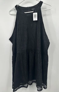 TORRID Sz 4X (26) Black Lace Peplum Halter Tunic Top New With Tags - Picture 1 of 6