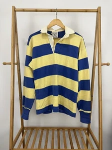VTG Lands' End Color Block Striped Bold Rugby Long Sleeve Polo Shirt Size S - Picture 1 of 6