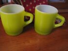 Set of 2 Vintage Lime Avocado Green Fire King Anchor Hocking Mug Coffee Cups