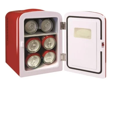 Mini nevera Iglú estilo retro roja con capacidad para 6 latas funcionando con cable de alimentación de CA PROBADO Foto 1 de 4