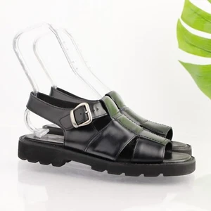 Cole Haan Mens Fisherman Sandal Size 8.5 M Black Leather Buckle Open Shoe Casual - Picture 1 of 15