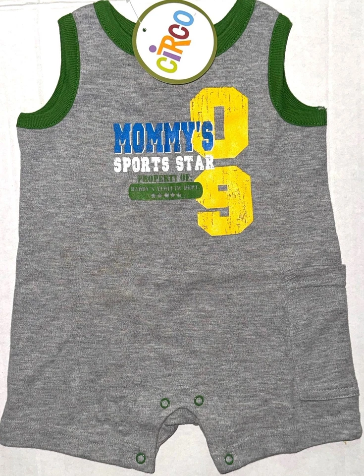 CIRCO romper gray/green sports motif size NEWBORN - Image 1 of 1