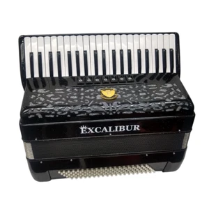 Excalibur Super Classic PSI Series 120 Black Sparkle Piano Accordion - Picture 1 of 5