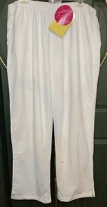 Quacker Factory 1x White Pull On Elastic Waist Stretch knit spandex pants