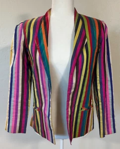 Giacca blazer donna vintage Mr. Blackwell 100% seta a righe colorate - Foto 1 di 9