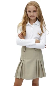 NWT French Toast Adjustable Waist G Front Pleated Tab Skirt Size 14 Khaki NEW - Picture 1 of 12