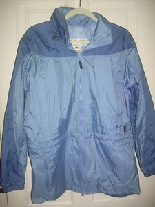 COLUMBIA Blues Nylon PACKABLE Hooded Jacket Raincoat L EUC FREE SHIP - Picture 1 of 1
