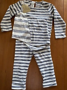 Latte E Biscotti (Italy) NWT Ivory/Grey Stripe Top & Leggings- 9 Months - Picture 1 of 11