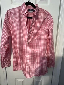 Vineyard Vines Slim Fit Whale Shirt - Pink And White Plaid - Boys size XL (18) - Picture 1 of 4