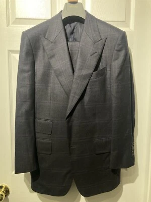 $5820 TOM FORD 3 piezas lana cachemir traje azul marino cuadros ventana 40 50 Foto 1 de 4