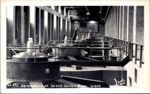 GENERATORS Grand Coulee Dam WASHINGTON interior view RPPC Postcard - Picture 1 of 2