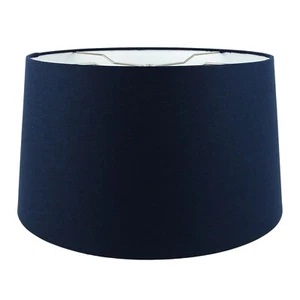 Mestar Decor Navy Blue Fabric Hardback Drum Lampshade 15x17x10 (Spider Fitter) - Picture 1 of 6