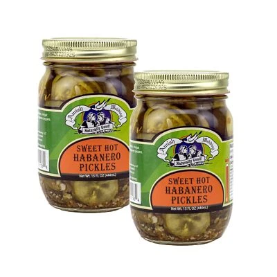 Amish Wedding Sweet Hot Habanero Pickles All Natural Locally Made 2 Jars - Image 1 of 4
